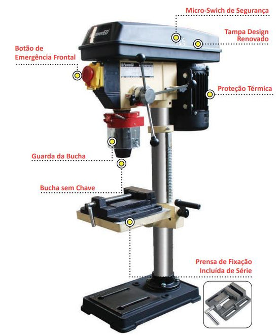 POWERED MAQUINA FURAR BANCADA 16 MONOFASICA - gasidouro