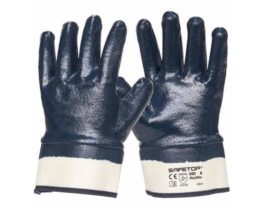 SAFETOP GUANTES NITRILO AZUL PUÑO TELA G157 N.º9