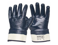 SAFETOP GUANTES NITRILO AZUL PUÑO TELA G157 N.º9