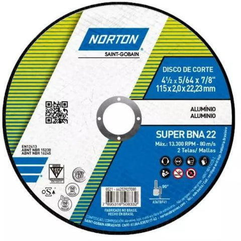NORTON DISCO CORTE ALUMINIO 125X 1.6