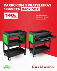 JBM 2 PACK 54499 CARRO COM 3 PRATELEIRAS 1 GAVETA