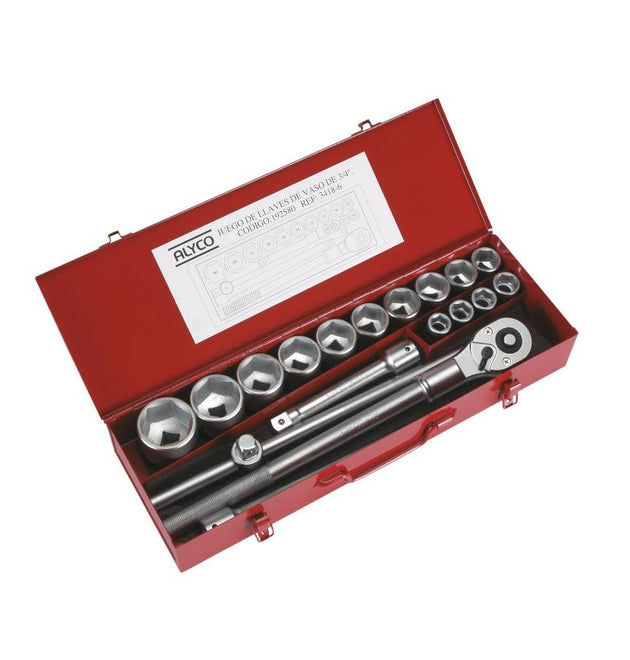 ALYCO JOGO CHAVE CAIXA 3/4 18 PCS 192580 - gasidouro