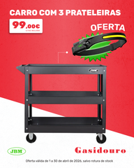 JBM CARRO 3 PRATELEIRAS 51576 + OFERTA LANTERNA CABECA 54004
