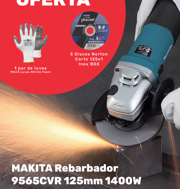 PACK REBAB.MAKITA 9565CVR+5 DISCOS CORTE+1 LUVAS