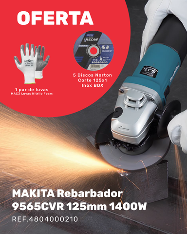 PACK REBAB.MAKITA 9565CVR+5 DISCOS CORTE+1 LUVAS